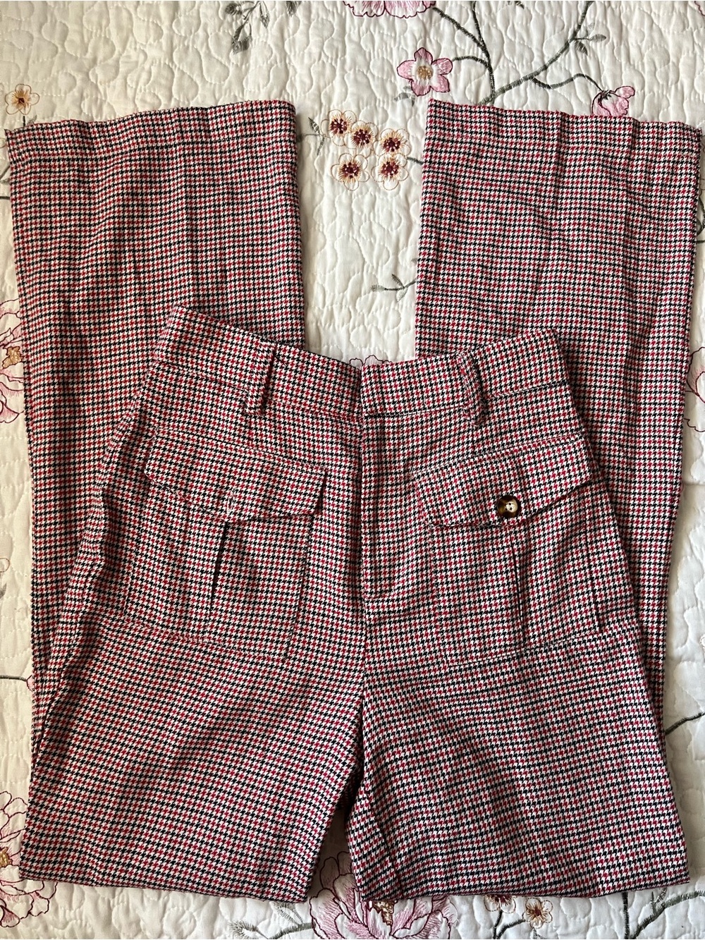 Forever 21 Pink and Black Houndstooth Tailored Trousers